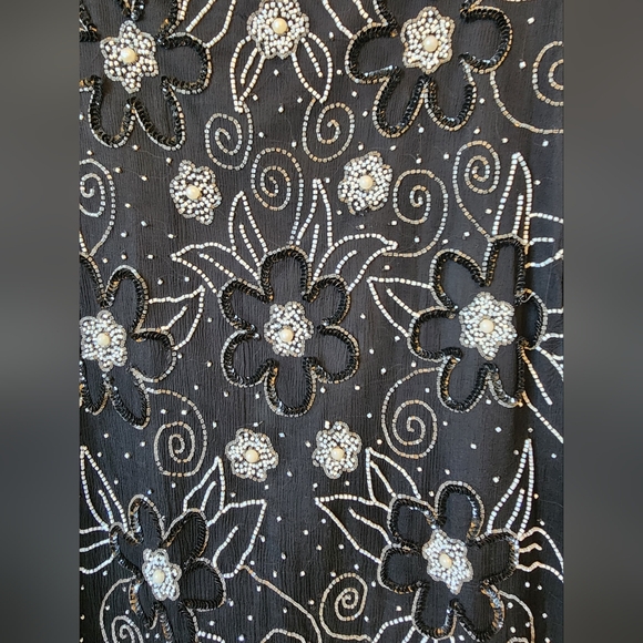 Women's Made in India Silk Beaded Black Blouse Plus Size - Picture 3 of 4